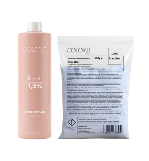 COLOR.IT Blondier-Set 1000ml Creme-Entwickler und 500g Blondierpulver