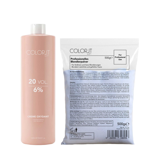 COLOR.IT Blondier-Set 1000ml Creme-Entwickler und 500g Blondierpulver