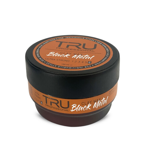 TRU Professional Barbers Hairstyling Clay Wax Black Metal Ultra Strong [6] 150ml