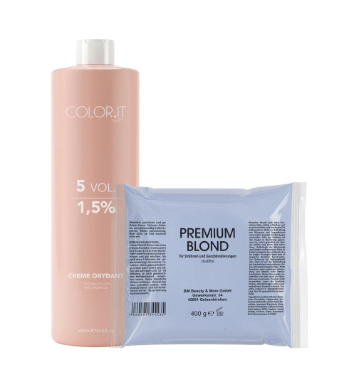 COLOR.IT by BM Premium Blondierpulver 400g + 1000ml Entwickler