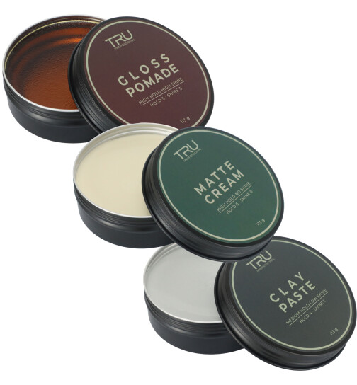 Tru Haarstyling - Matte Cream, Clay Paste, Gloss Pomade, Aludose 113g