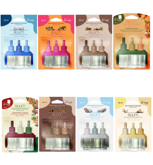 Ruum Nachfüllflakons (6er Pack) Mix Kompatibel Mit 3Volution Duftstecker, 20ml