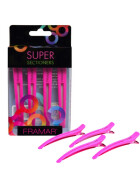 Framar Super Sectioners Clips Haarklemmen, 4 Stück (Rosa)