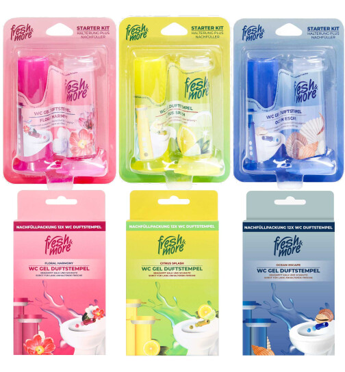 Fresh & More WC-Gel Duftstempel Starterset + 1x Nachfüllpack (2x 42ml)