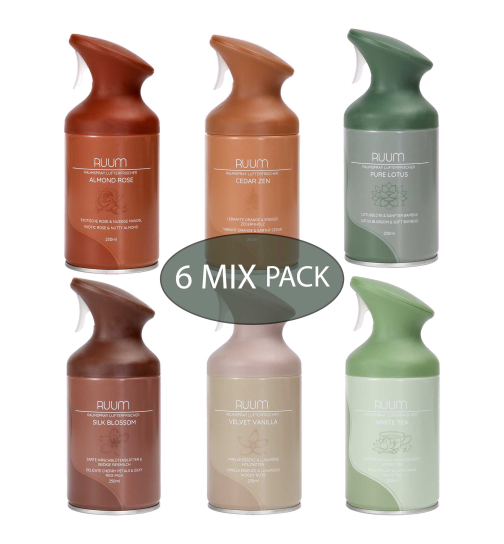 RUUM Raumduftspray 6er Mix Schnupper Set - 6 Düfte, Lufterfrischer je 250ml