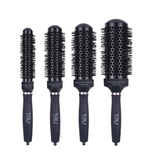 TRU Rundbürste Long Nano Thermal Brush, Schwarz, 27 cm