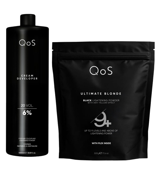 QOS Blondierset - Schwarzes Blondierpulver 500g + Entwickler 1000ml