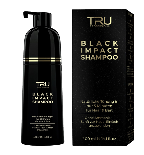 TRU Black Haar- und Bartfärbemittel Schwarz 3in1, (1x 400ml), für graue Haare