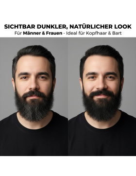 TRU Black Haar- und Bartfärbemittel Schwarz 3in1, (1x 400ml), für graue Haare