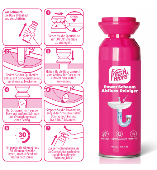 Fresh & More Power Schaum Abflussreiniger 400ml Rohrreiniger verstopf, 4,95 €