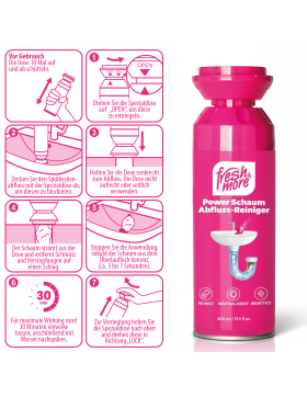 Fresh & More Power Schaum Abflussreiniger 400ml Rohrreiniger verstopfte Abflüsse