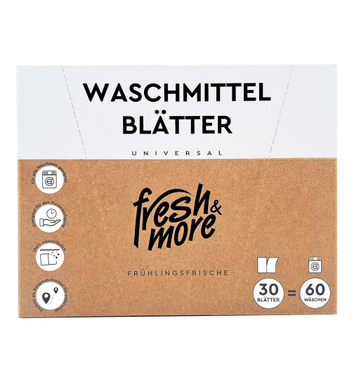 Fresh &amp; More Waschmittel-Bl&auml;tter Vollwaschmittel In Blattform Fr&uuml;hlingsfrische